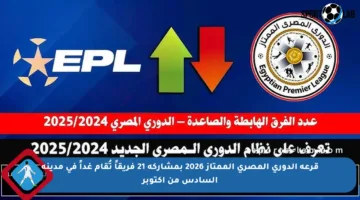 قرعة الدوري المصري الممتاز 2026 بمشاركة 21 فريقاً تُقام غداً في مدينة السادس من أكتوبر